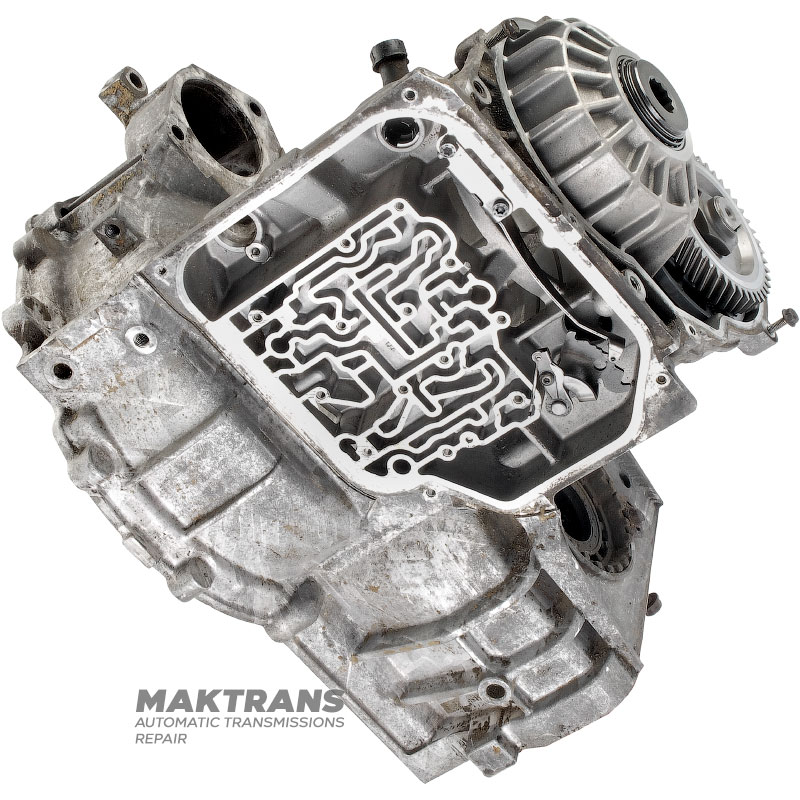 The housing assembly with the main pair (76x18), and the helical pair (45x44 teeth) helical pair VAG 01M - 01M321105L, 096323857M, 096409111AF, (transmission code DLZ, CLK)