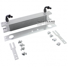 Universal oil radiator 6-row thread pitch 9/16"x18 Fitting AN6 Complete with fastening and fittings for connection.