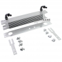 Universal oil radiator 6-row thread pitch 9/16"x18 Fitting AN6 Complete with fastening and fittings for connection.