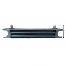 Universal oil radiator 6-row thread pitch 9/16"x18 Fitting AN6 Complete with fastening and fittings for connection.