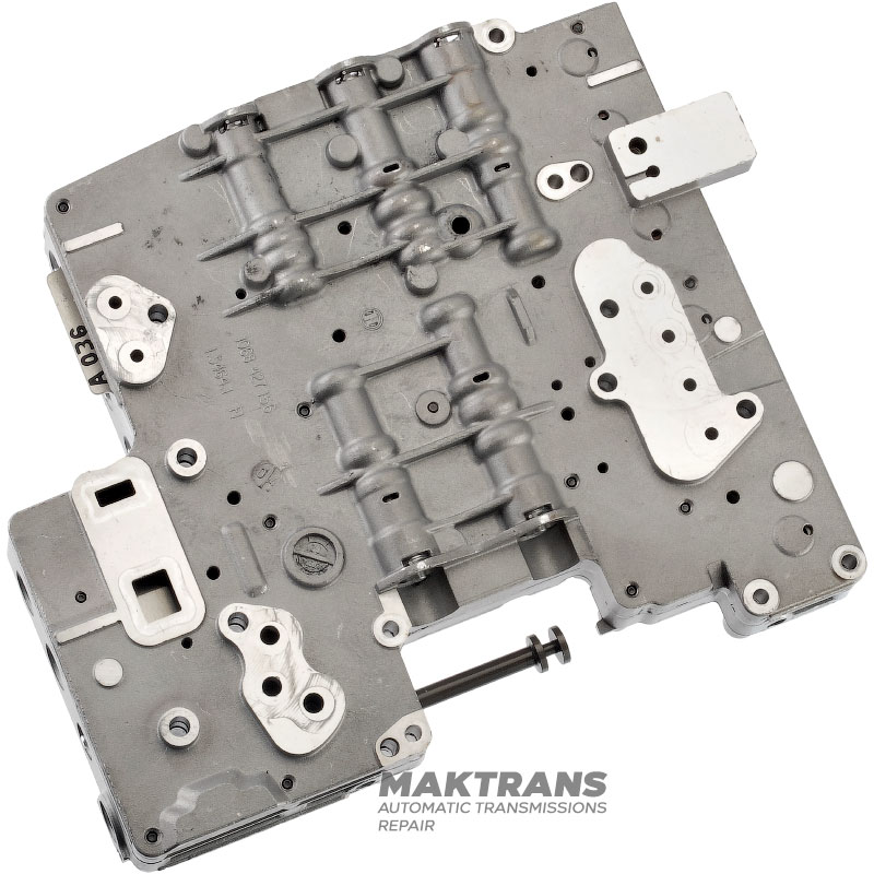 Valve body (without solenoids) ZF ZF 6HP19, 6HP26, 6HP32 (Gen1), separator plate AB 036 (1068 327 145), interchangeable with AB 051 (1068 327 179), M-Shift — used, unrestored