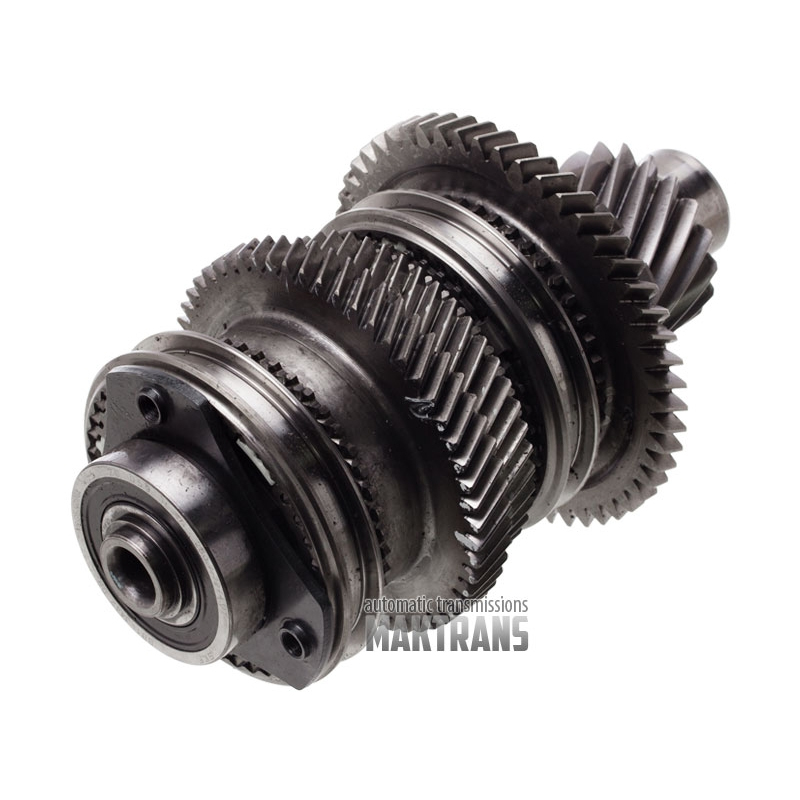 Output shaft #2 DCT250 (DPS6) complete with gears - 18 teeth (ext.Ø 55.40 mm), 52 teeth (ext.Ø 128.40 mm), 48 teeth (ext.Ø 102.85 mm), 56 teeth (ext.Ø117.85 mm)
