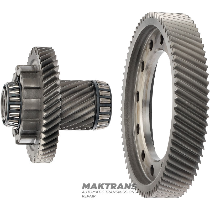 Main differential pair (20*73, 46) TOYOTA U760E — helical differential gear 73 teeth (outer Ø 207.90 mm), intermediate shaft 20 teeth (outer Ø 62 mm) / 46 teeth (outer Ø 142.15 mm)