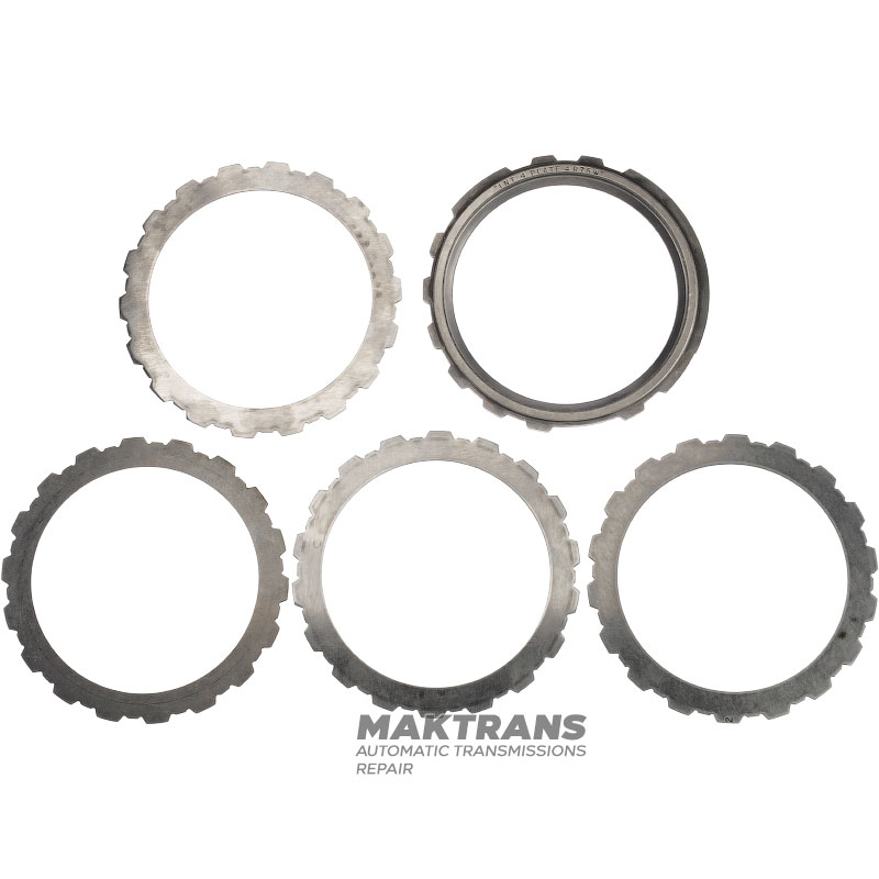Set of steel wheels Intermediate Clutch FORD 4R70, 4R75, 4R75W - 4 steel disks (thickness 2.02 mm, inner Ø 148.45 mm, 18 teeth), 1 support disk (thickness 6.40 mm, inner Ø 148.45 mm, 18 teeth)