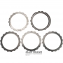 Set of steel wheels Intermediate Clutch FORD 4R70, 4R75, 4R75W - 4 steel disks (thickness 2.02 mm, inner Ø 148.45 mm, 18 teeth), 1 support disk (thickness 6.40 mm, inner Ø 148.45 mm, 18 teeth)