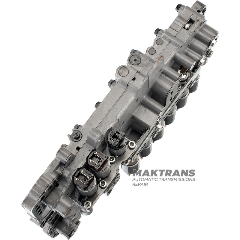Valve body complete with solenoids (without printed circuit board) Hyundai / KIA A8TR1 — used, untested (462004E250, 462004E220, 462004E150, 462004E120)