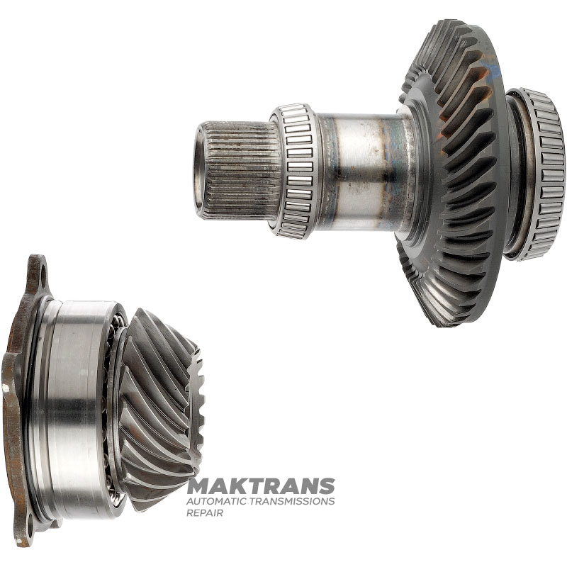 A set of hypoid gears for the angular reduction gear (transfer case) TOYOTA UB80F — 4120152010, 3625042030, 4131942011, 18 / 41 teeth, 44 splines on the input shaft (ext. Ø 45.30 mm)