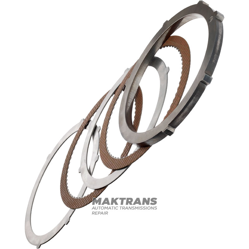 Overdrive Clutch Steel and Friction Disc Set FORD E4OD — E9TZ-7B164-A, E9TZ7B164A, E9TZ-7B442-A, E9TZ7B442A (2 friction discs, support disc thickness 12.50 mm)