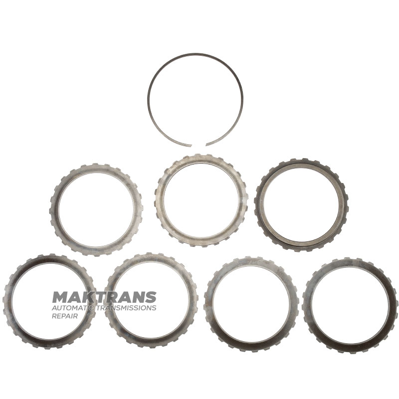 E Clutch FORD 6R60, 6R80 Steel Wheel Set - 6L2Z-7B442-AA, Backing Plate (6.15mm/3mm Thick, 107mm Int.Ø, 24 Teeth), 6 Steel Wheels (3.05mm Thick, 107mm Int.Ø, 24 Teeth)