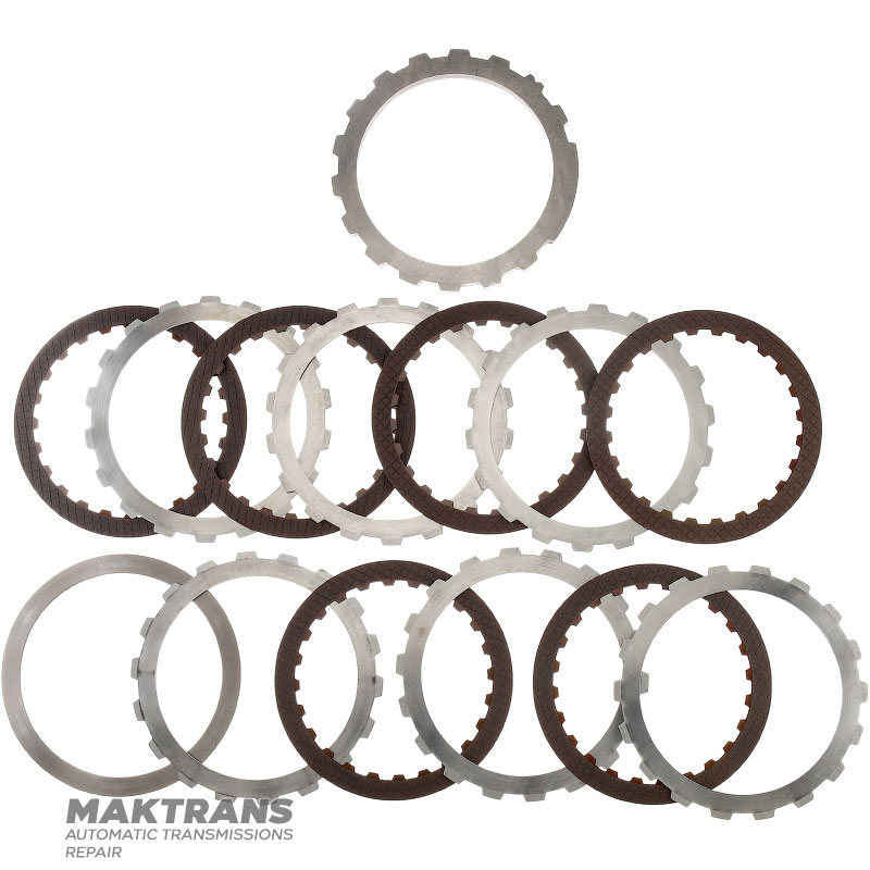 Set of steel and friction discs LOW / REVERSE CLUTCH FORD 4R100 - F81Z-7B164-DA, E9TZ-7B442-E, 3C3Z-7B442-DA, 6 friction discs (total thickness of the set 36.65 mm)
