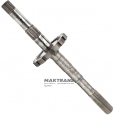 Output shaft (with parking gear) FORD E4OD, 4R100 — overall length 506 mm, 31 splines (ext.Ø 34.30 mm), parking gear 14 teeth (ext.Ø 142.10 mm)