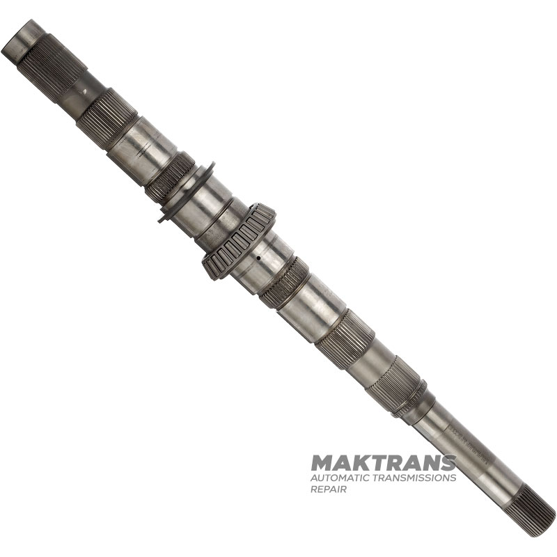 Secondary shaft VAG DSG DL501 0B5 — 0B5307215M (shaft length 587 mm), with a sleeve on the end side (inner Ø of the sleeve 16 mm)