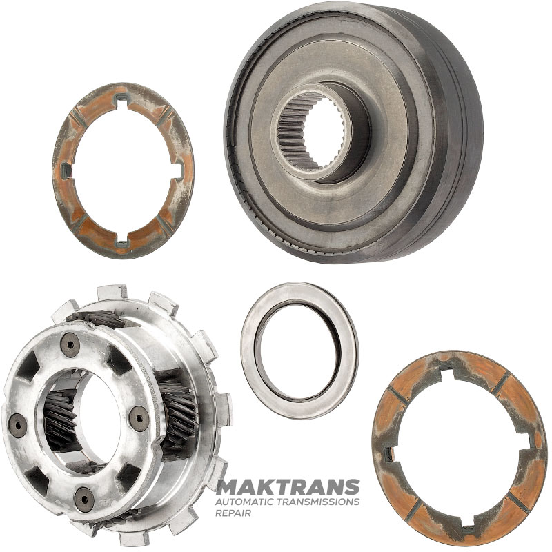 Rear planetary gear (aluminum housing) FORD E4OD, 4R100 — 4 satellites (20 teeth, outer Ø 34.20 mm, 12 teeth on the crown), ring gear 74 teeth