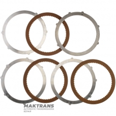 Set of steel and friction discs OVERDRIVE Clutch FORD E4OD – E9TZ-7B164-A, E9TZ-7B442-A, 3 friction discs (64 teeth on friction disc), total thickness of the set 20.50 mm)