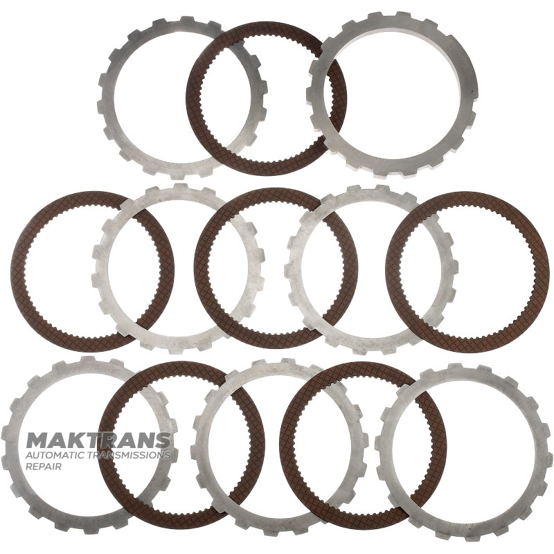 Set of steel and friction discs LOW / REVERSE Clutch FORD E4OD - 6 friction discs (total thickness of the set 36.85 mm)