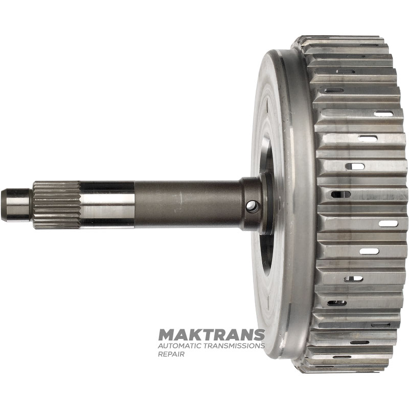Input shaft, FORWARD Cluthc drum (empty, without discs) - overall length 166 mm, 26 splines (ext.Ø 21.20 mm), height from piston to retaining ring 19 mm