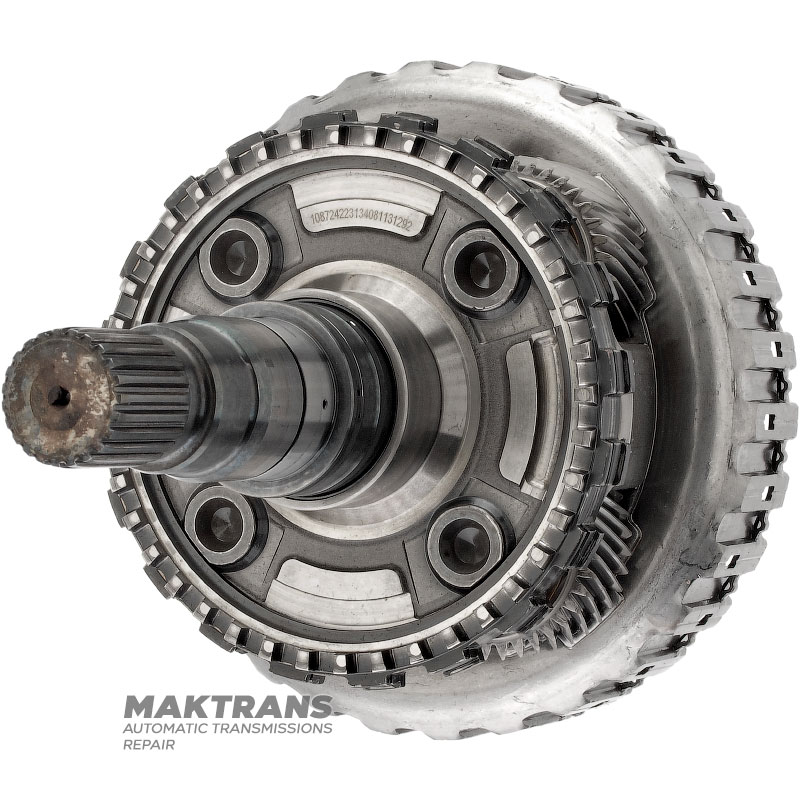 Rear planetary gear No.4 (complete with output shaft), D-clutch drum (empty, without discs) ZF 8HP70 1087242223 - overall height 233 mm, 4 satellites, 23 splines (ext.Ø 30.79 mm)