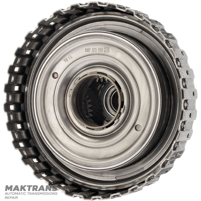 Rear planetary gear No.4 (complete with output shaft), D-clutch drum (empty, without discs) ZF 8HP70 1087242223 - overall height 233 mm, 4 satellites, 23 splines (ext.Ø 30.79 mm)