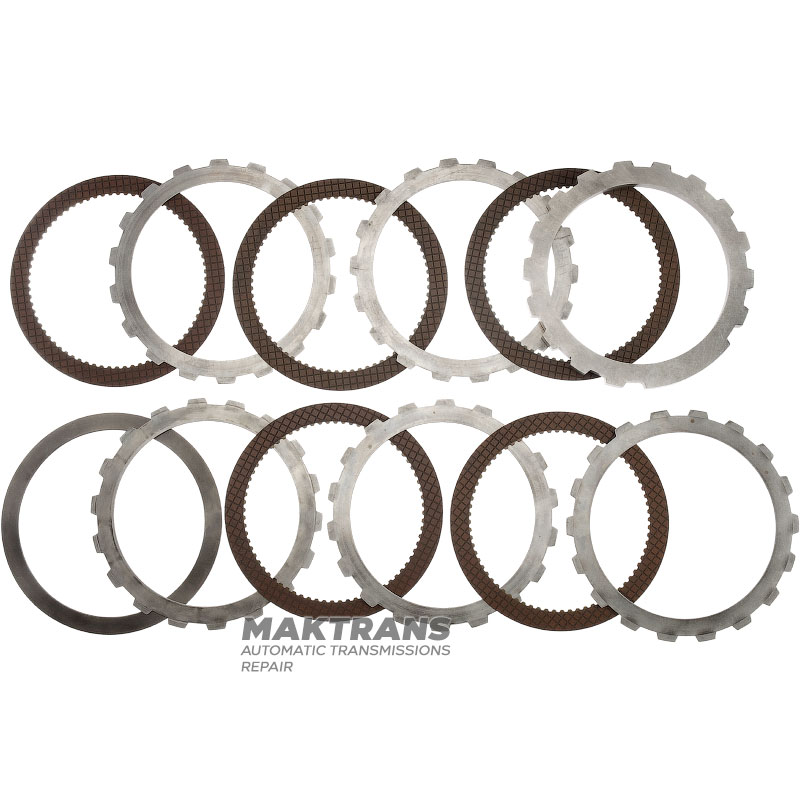 Reverse Brake FORD E4OD Steel and Friction Disc Set - 5 Friction Discs, 72 Teeth Per Disc (Total Set Thickness 32.75mm)