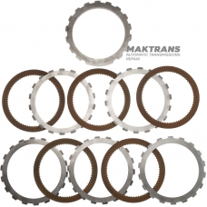 Reverse Brake FORD E4OD Steel and Friction Disc Set - 5 friction discs, 72 teeth per disc (total set thickness 33 mm, without wave spring disc)