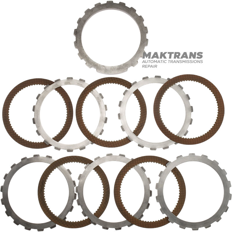 Reverse Brake FORD E4OD Steel and Friction Disc Set - 5 friction discs, 72 teeth per disc (total set thickness 33 mm, without wave spring disc)