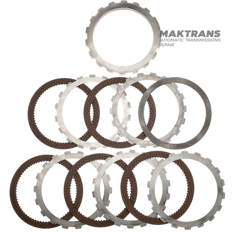 Set of steel and friction discs Reverse Brake FORD E4OD, 4R100 - 5 friction discs, 72 teeth per disc (total thickness of the set 36.90 mm)