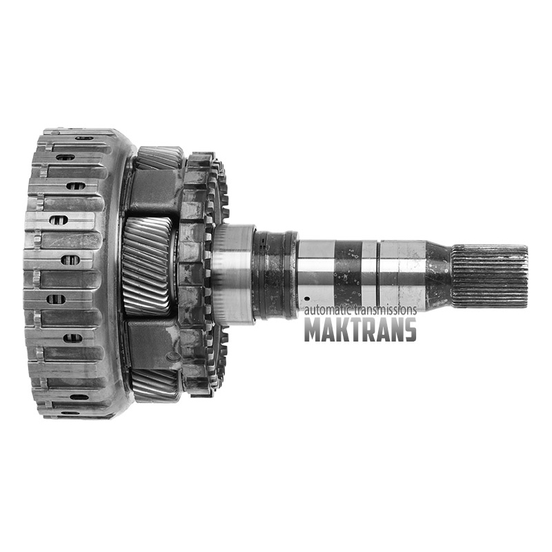 Rear Planetary Gear No.4, Output Shaft, Drum D Clutch (Empty, No Discs) ZF 8HP45 4WD - Overall Height 260mm, 43 Splines, 4 Pinions (37 Teeth on Pinions)