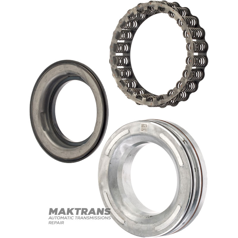 Piston (rubber-coated, aluminum, return spring) 4-5-6 (4-6-R) Clutch FORD 6F50, 6F55, 8F57/ GM 6T70, 6T75 — 7T4P-7J029-AE, 24231514 (12 holes around the circumference of the aluminum piston)