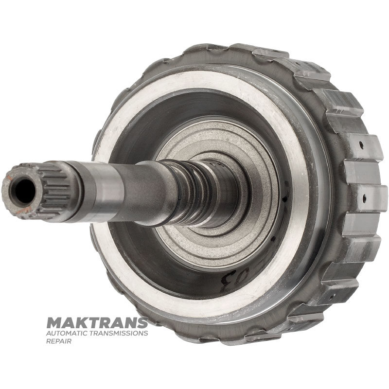 Input shaft / drum HIGH Clutch (empty, without discs) RE4F03A - shaft length 237 mm, 18 splines (ext. Ø 18.50 mm) / 16 splines (ext. Ø 17.70 mm)