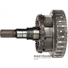Output shaft, D-clutch drum, planetary gear #4 ZF 8HP70, 1102242079 - overall height 233 mm, 4 satellites (37 teeth), 23 splines (ext. Ø 30.80 mm, spline length 50 mm), removable parking gear