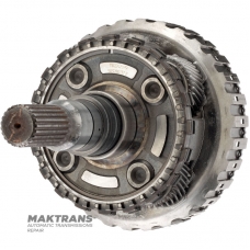 Output shaft, D-clutch drum, planetary gear #4 ZF 8HP70, 1102242079 - overall height 233 mm, 4 satellites (37 teeth), 23 splines (ext. Ø 30.80 mm, spline length 50 mm), removable parking gear
