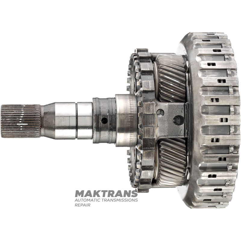 Rear planetary gear No. 4 complete with output shaft ZF 8HP75 4WD - overall height 228 mm, 43 splines (outer Ø 34.65 mm), 4 satellites (35 teeth on the satellites)