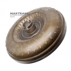 Nissan RE4R03A / JATCO JR403E torque converter pump wheel — outer Ø of housing 253.30 mm, outer Ø of journal 38.85 mm / 41.90 mm, torque converter marking KM