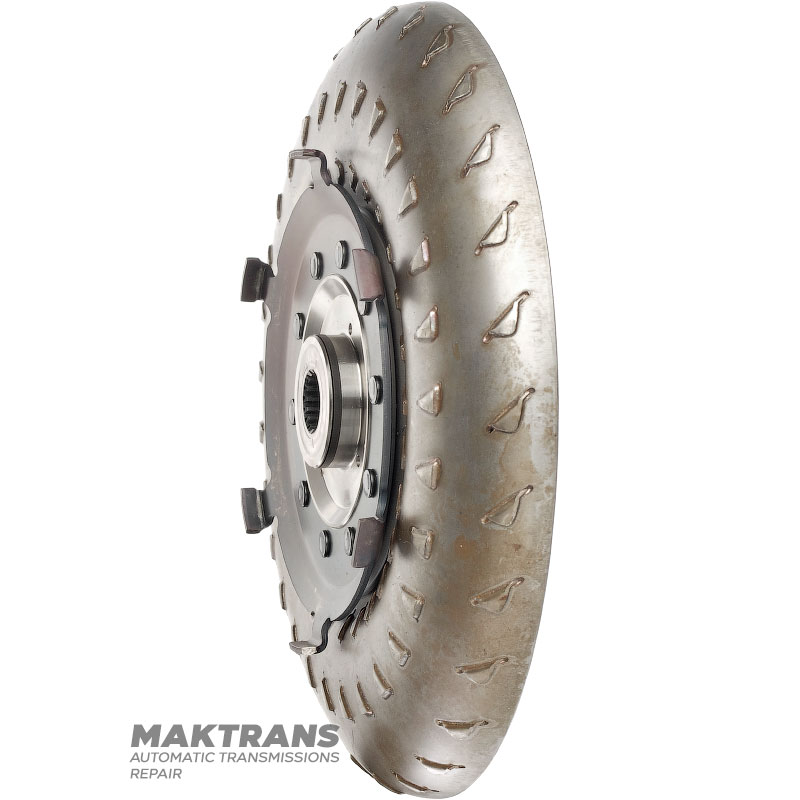 Nissan RE4R03A / JATCO JR403E torque converter turbine wheel — outer Ø 239.35 mm, 18 splines, outer hub Ø 39.85 mm, torque converter marking KM