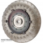 Nissan RE4R03A / JATCO JR403E torque converter turbine wheel — outer Ø 239.35 mm, 18 splines, outer hub Ø 39.85 mm, torque converter marking KM