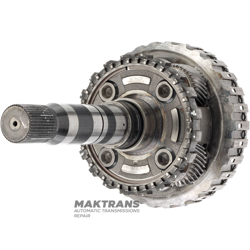 Planetary gear No. 4, D-clutch drum (4 friction discs), output shaft (4WD) ZF 8HP70, 8HP75 - 1087242219, overall height 290 mm, 43 splines (outer Ø spline 34.75 mm), 4 satellites (37 teeth)