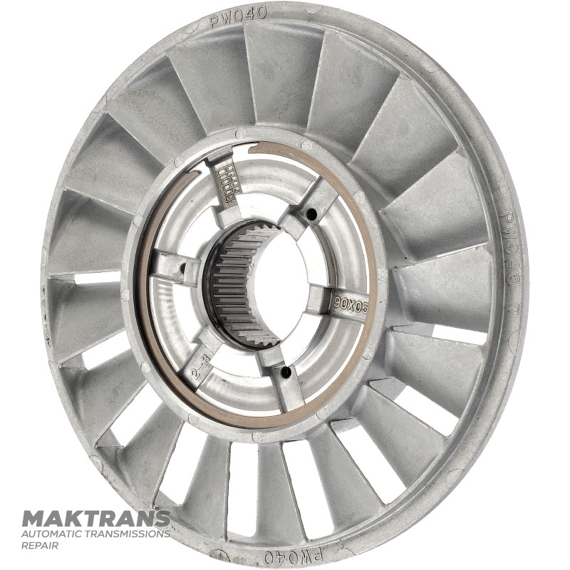 Torque converter reactor wheel JR507E, RE5R05A — marking 90X05 (PW040), outer Ø 174.55 mm, 36 splines