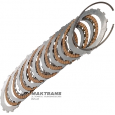 Set of steel and friction discs B2 Brake (Low / Reverse) NISSAN RE6R01A / AISIN WARNER A466ND - 8 friction discs, (total thickness of the set is 45.15 mm)