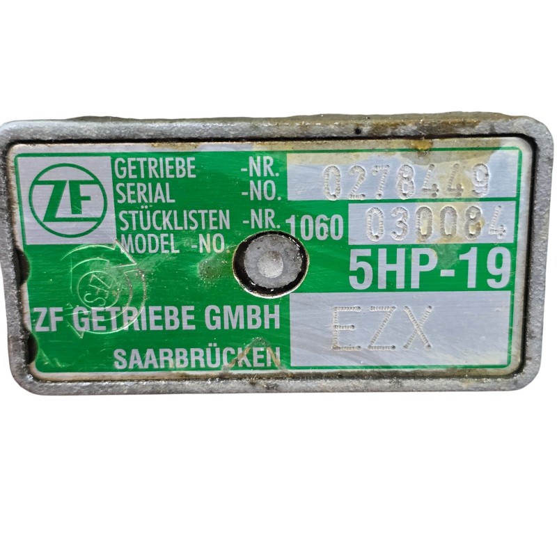 Automatic transmission assembly (used, untested) ZF 5HP19 — transmission code EZX, 1060030084