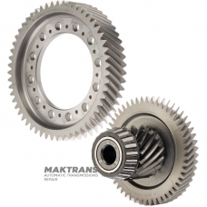 The main pair of helical gears of the differential VAG 09H, AQ451 (8-speed transmission) - 55 teeth (outer Ø 210.90 mm), 17 teeth (outer Ø 73.20 mm) / 51 teeth (outer Ø 150.35 mm)