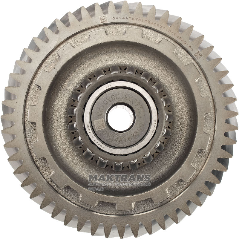 The main pair of helical gears of the differential VAG 09H, AQ451 (8-speed transmission) - 55 teeth (outer Ø 210.90 mm), 17 teeth (outer Ø 73.20 mm) / 51 teeth (outer Ø 150.35 mm)