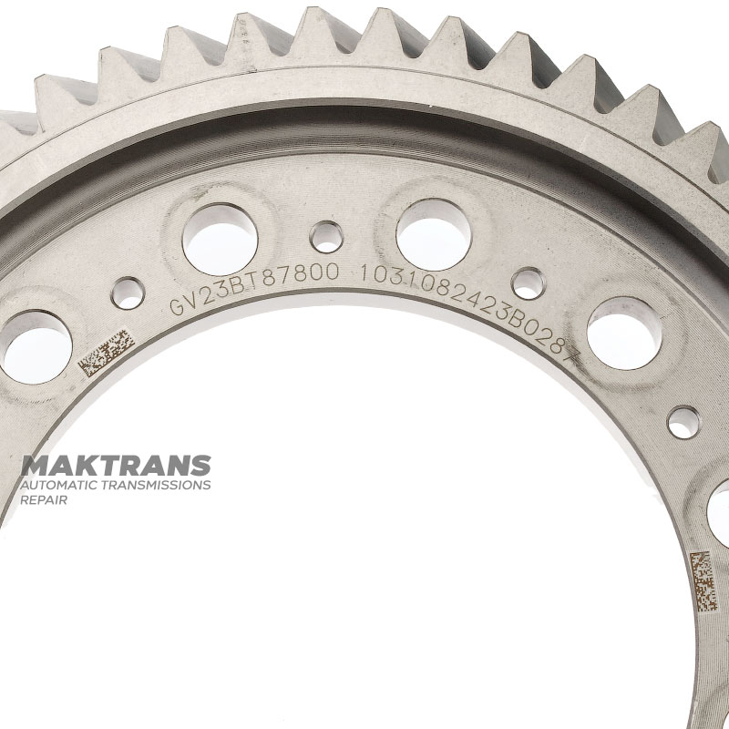 The main pair of helical gears of the differential VAG 09H, AQ451 (8-speed transmission) - 55 teeth (outer Ø 210.90 mm), 17 teeth (outer Ø 73.20 mm) / 51 teeth (outer Ø 150.35 mm)