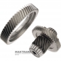 The main pair of helical gears of the differential VAG 09H, AQ451 (8-speed transmission) - 55 teeth (outer Ø 210.90 mm), 17 teeth (outer Ø 73.20 mm) / 51 teeth (outer Ø 150.35 mm)