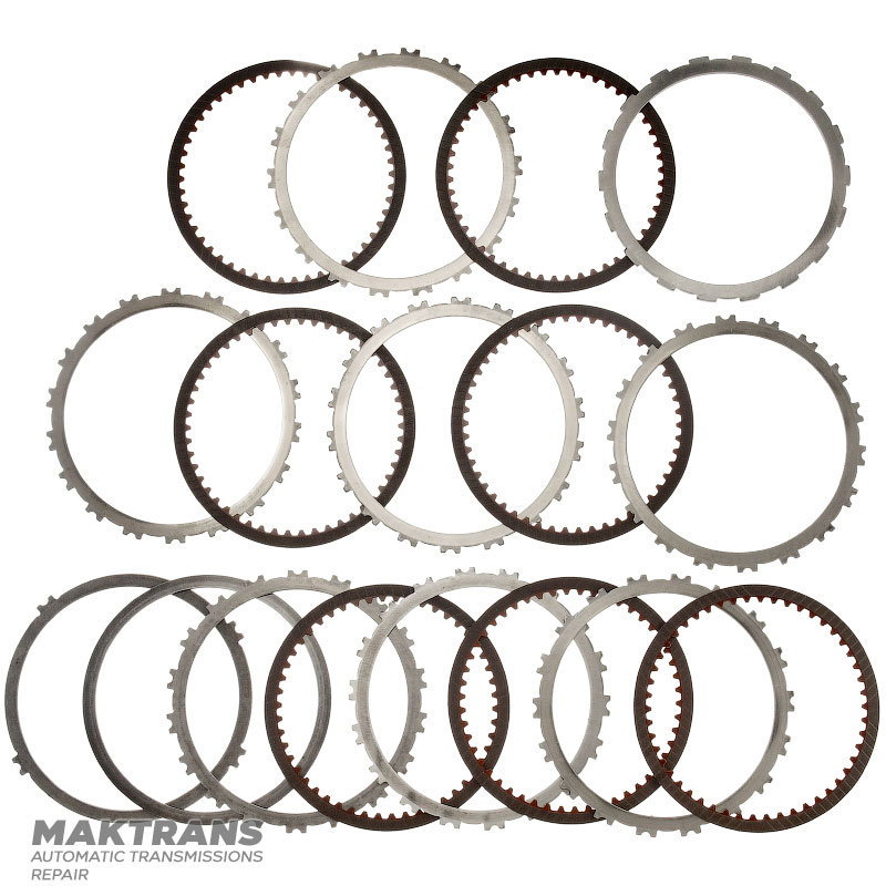 Set of steel and friction discs B1 Reverse Brake RE5R05A 3166295X00 - 7 friction discs (50 teeth), total thickness of the set is 32.20 mm, thickness of the steel disc is 2 mm